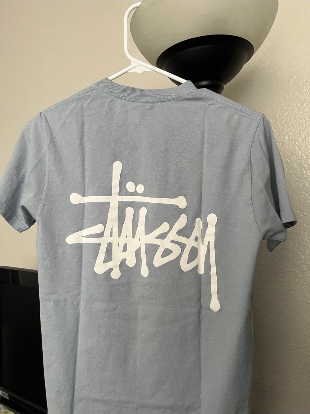 Stussy Light Blue Short-Sleeve Crewneck Tee with Chest Logo